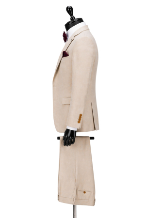 Costum elegant Beige deschis slim fit pentru bărbați [4]