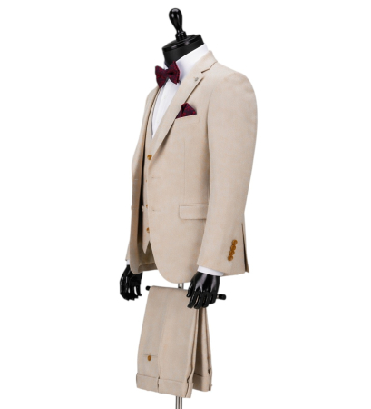 Costum elegant Beige deschis slim fit pentru bărbați [2]