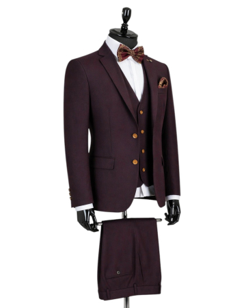 Costum elegant Bordo deschis slim fit pentru bărbați [2]