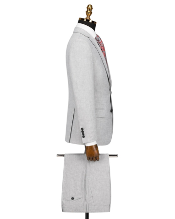 Costum elegant Gri Office slim fit pentru bărbați [2]