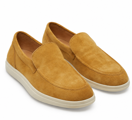 Sneakers - Pantofi casual bărbați din piele întoarsă naturală – Loafers premium bej
