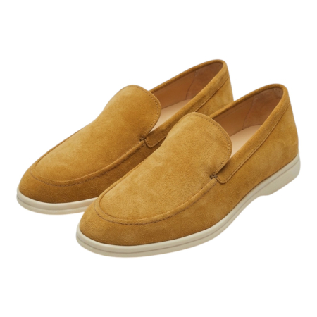 Pantofi casual bărbați din piele întoarsă naturală – Loafers premium bej [4]