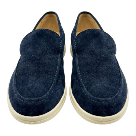 Sneakers - Pantofi casual bărbați din piele întoarsă naturală – Loafers premium Navy