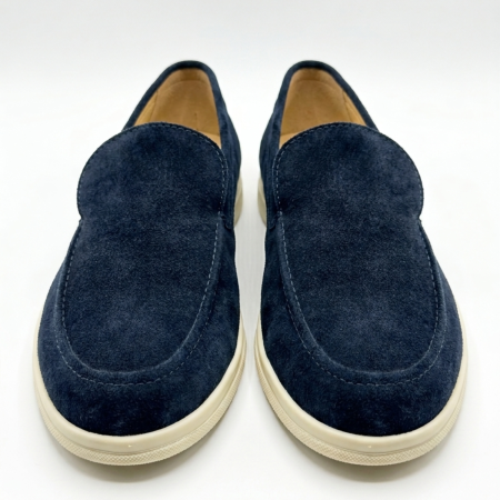 Smart Casual - Pantofi casual bărbați din piele întoarsă naturală – Loafers premium Navy