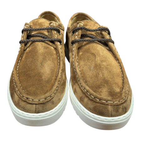 Sneakers - Pantofi smart casual maro deschis din piele întoarsă pentru bărbați