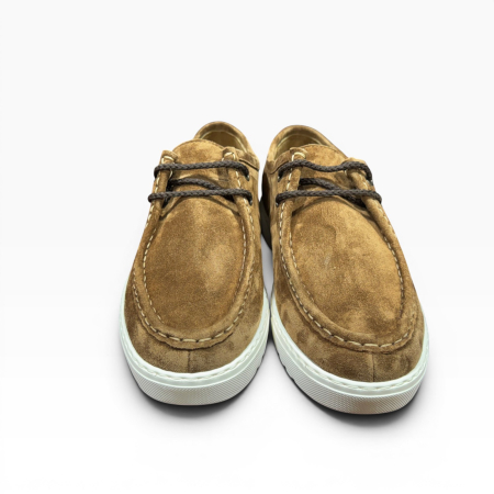 Sneakers - Pantofi smart casual maro deschis din piele întoarsă pentru bărbați