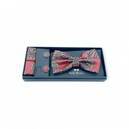 Set Papioane - Set papion Red Paisley Gentleman’s Choice