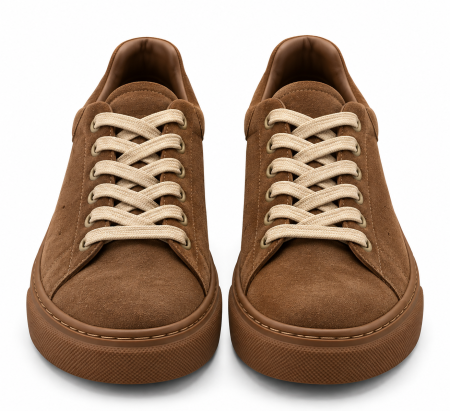 Sneakers barbati capucino piele intoarsa sireturi bej talpa maro [1]