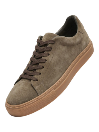 Sneakers Bărbați Minimalist Low-Top din Piele Întoarsă - Taupe Suede [3]