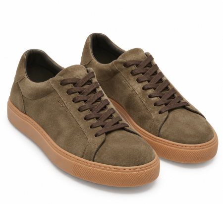 Sneakers Bărbați Minimalist Low-Top din Piele Întoarsă - Taupe Suede