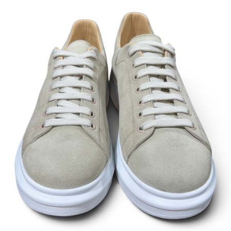 Sneakers - Sneakers Khalifa Bărbați Piele Întoarsă Crem  talpă albă