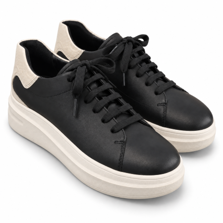 Sneakers - Sneakers Bărbați Urban Contrast din Piele Negru Alb