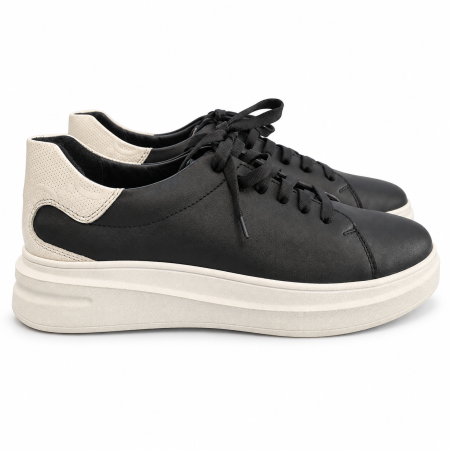 Sneakers Bărbați Urban Contrast din Piele Negru Alb [3]