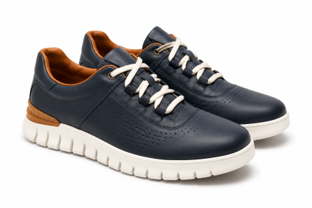 Sneakers - Sneakers Bărbați Urban Flex Bleumarin din Piele Naturală – Fabricați în România