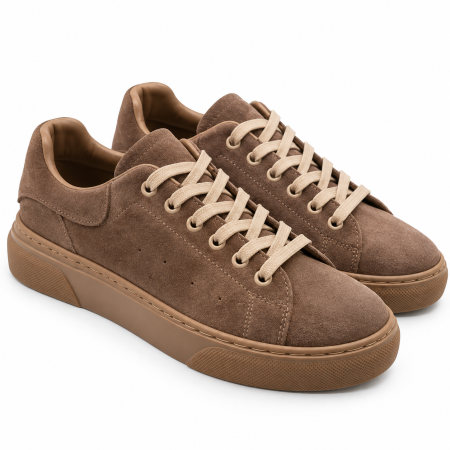 Sneakers - Sneakers Bărbați Urban Suede Taupe din Piele Naturală Întoarsă