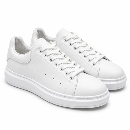 Sneakers - Sneakers Bărbați White Leather din Piele Naturală – Fabricați în România