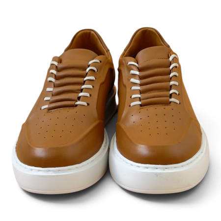 Sneakers Beige piele natural pentru barbati cu talpa alba [1]