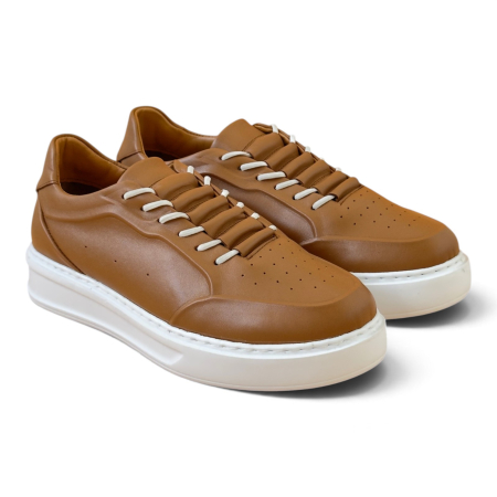 Sneakers - Sneakers Beige piele natural pentru barbati cu talpa alba