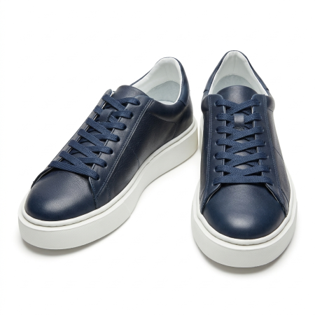 Sneakers Business Casual Bărbați din Piele Netedă - Bleumarin [2]