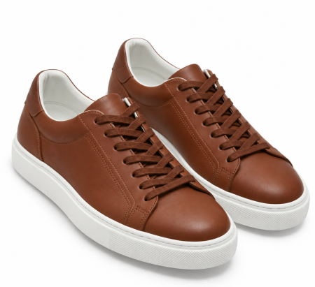 Sneakers - Sneakers Business Casual Barbati din Piele Neteda - Maro Cognac