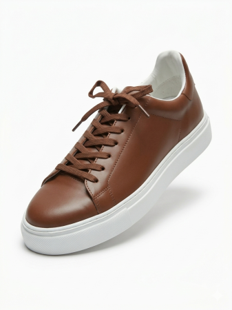 Sneakers Business Casual Bărbați din Piele Netedă - Maro Cognac [1]