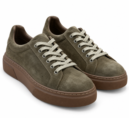 Sneakers - Sneakers Barbati Urban Suede Olive Piele Intoarsa Kaki