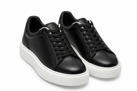 Sneakers - Sneakers Casual Negri Minimal – Piele Naturala si Talpa Alba