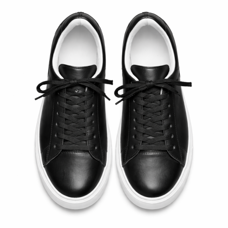 Sneakers Casual Negri Minimal – Piele Naturală & Talpă Albă [3]