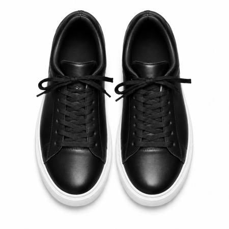 Sneakers Casual Negri Minimal – Piele Naturala si Talpa Alba [2]