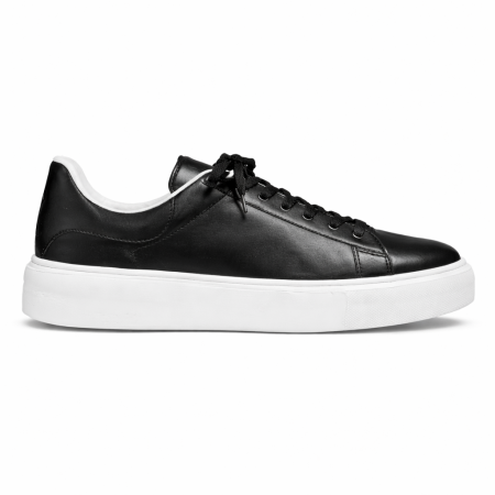 Sneakers Casual Negri Minimal – Piele Naturală & Talpă Albă [4]