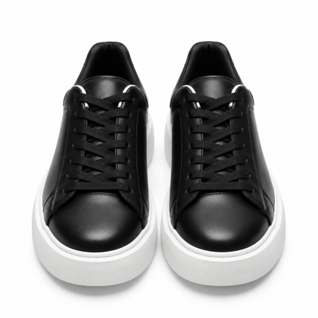 Sneakers Casual Negri Minimal – Piele Naturala si Talpa Alba [1]