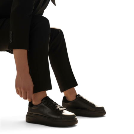 Sneakers damă din piele Urban Line – Negru [2]
