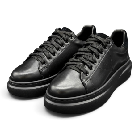 Sneakers damă din piele Urban Line – Negru [4]