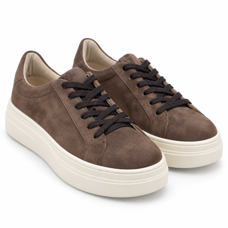 Sneakers damă - Sneakers Damă SIENA Brown din Piele Naturală Întoarsă – Fabricați în România