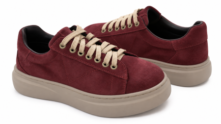 Sneakers Damă Siena Burgundy din Piele Întoarsă [4]