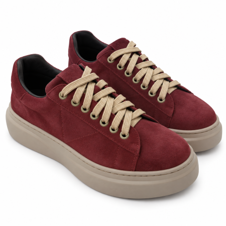 Sneakers damă - Sneakers Damă Siena Burgundy din Piele Întoarsă