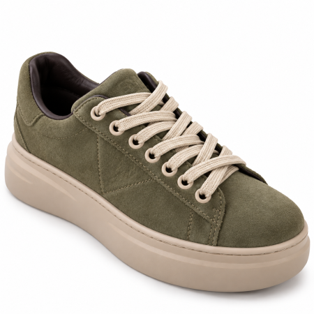 Sneakers Damă Siena Olive din Piele Naturală Întoarsă [5]