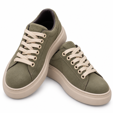 Sneakers Damă Siena Olive din Piele Naturală Întoarsă [3]