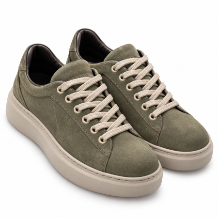 Sneakers damă - Sneakers Damă Siena Olive din Piele Naturală Întoarsă
