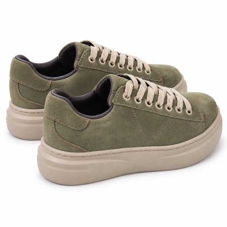 Sneakers Damă Siena Olive din Piele Naturală Întoarsă [2]
