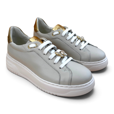 Sneakers damă - Sneakers Damă Sofia Gri din Piele Naturală – Fabricați în România