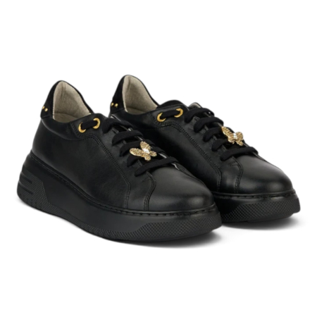 Sneakers damă - Sneakers Damă Sofia Negru din Piele Naturală – Fabricați în România