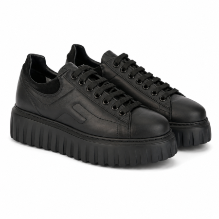 Sneakers damă - Sneakers Damă Victoria Black din Piele Naturală de Vițel