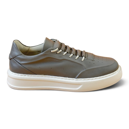 Sneakers Gri piele naturala pentru barbatii cu talpa alba [1]
