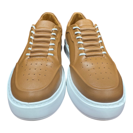 Sneakers Gri piele naturală pentru bărbați cu talpă albă - Copie [0]