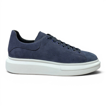 Sneakers Khalifa Bărbați Piele Întoarsă Bleumarin talpă albă [6]