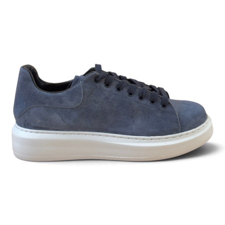 Sneakers Bărbați Khalifa Bleumarin din Piele Întoarsă cu Talpă Albă [5]