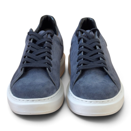 Sneakers Bărbați Khalifa Bleumarin din Piele Întoarsă cu Talpă Albă [4]