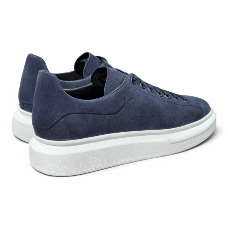 Sneakers Khalifa Bărbați Piele Întoarsă Bleumarin talpă albă [4]