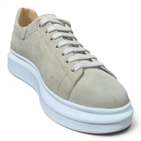 Sneakers Khalifa Bărbați Piele Întoarsă Crem  talpă albă [2]